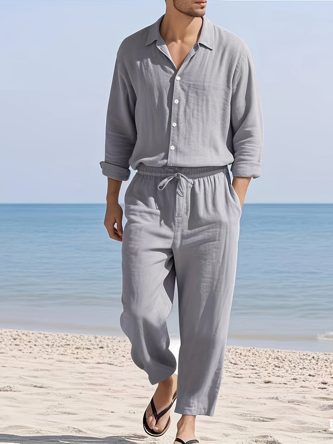 Co-ord Set Men - Long Sleeve Shirt with Matching Trousers | Minimal