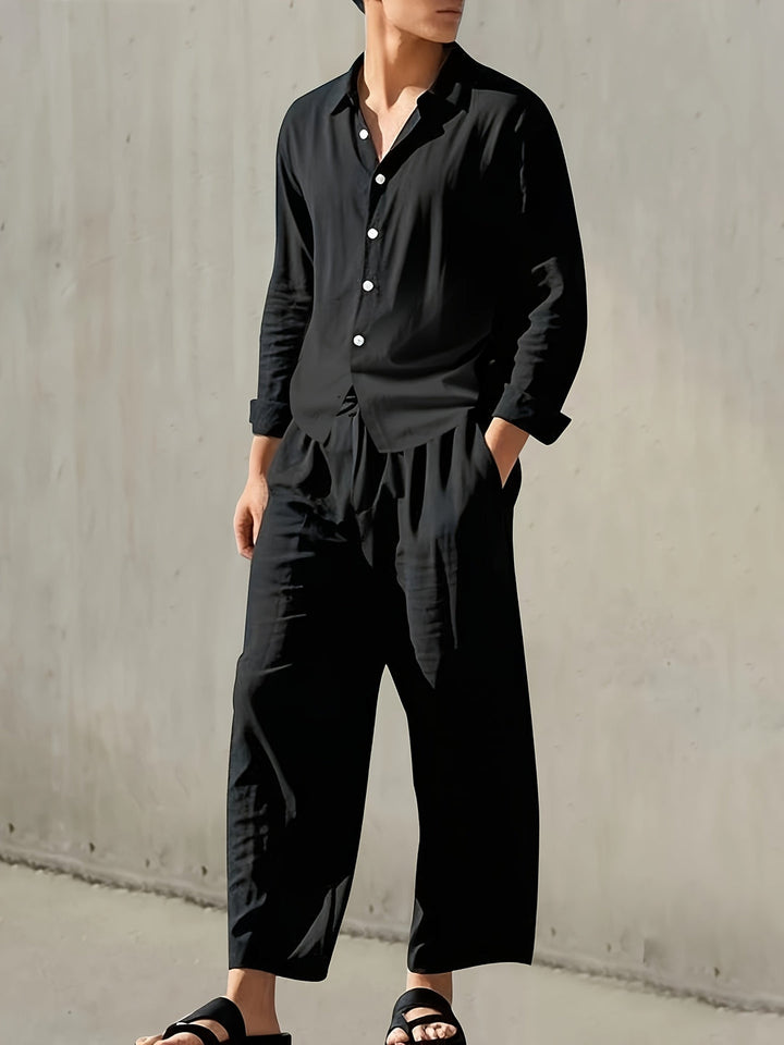 Co-ord Set Men - Long Sleeve Shirt with Matching Trousers | Minimal