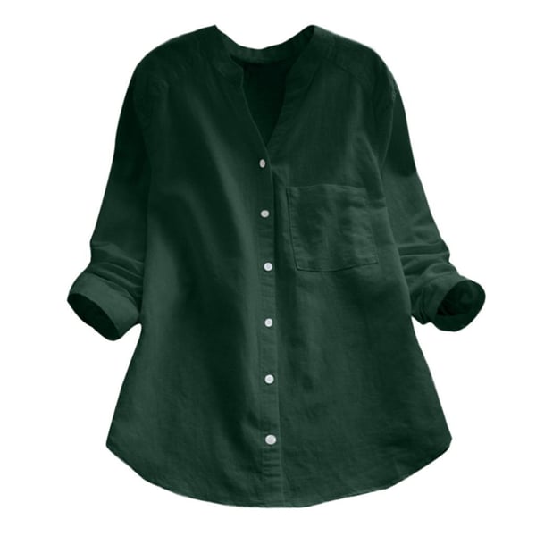Women's Shirt - Long Sleeve Button Front Stand Collar with Pocket | Casual