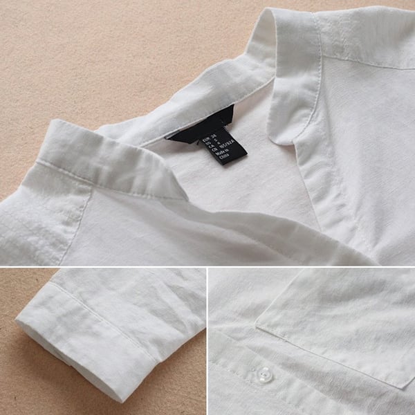 Women's Shirt - Long Sleeve Button Front Stand Collar with Pocket | Casual