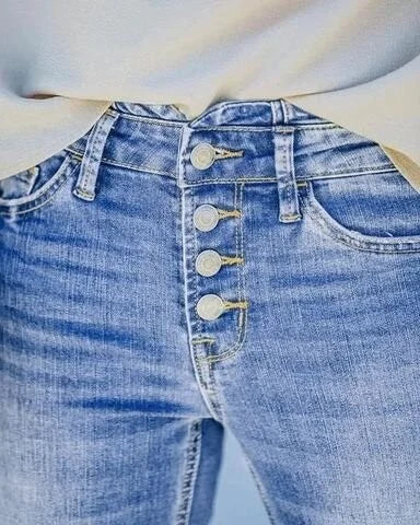 Flared Jeans Women - High Waist Button Fly | Casual