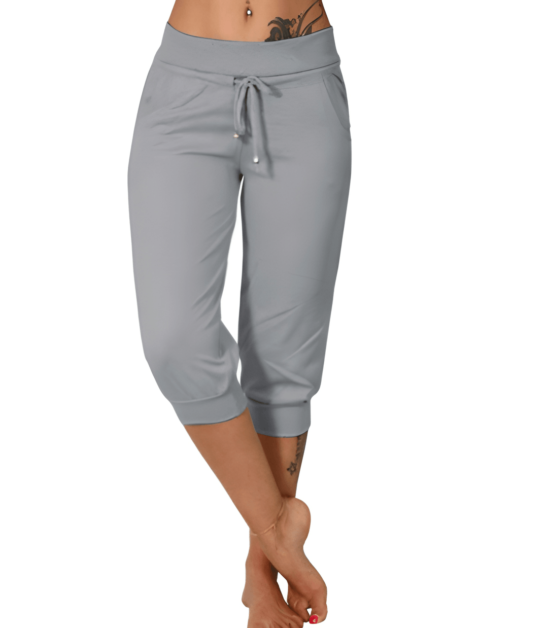 Women's Shorts - Cropped Jogger Style with Drawstring | Casual