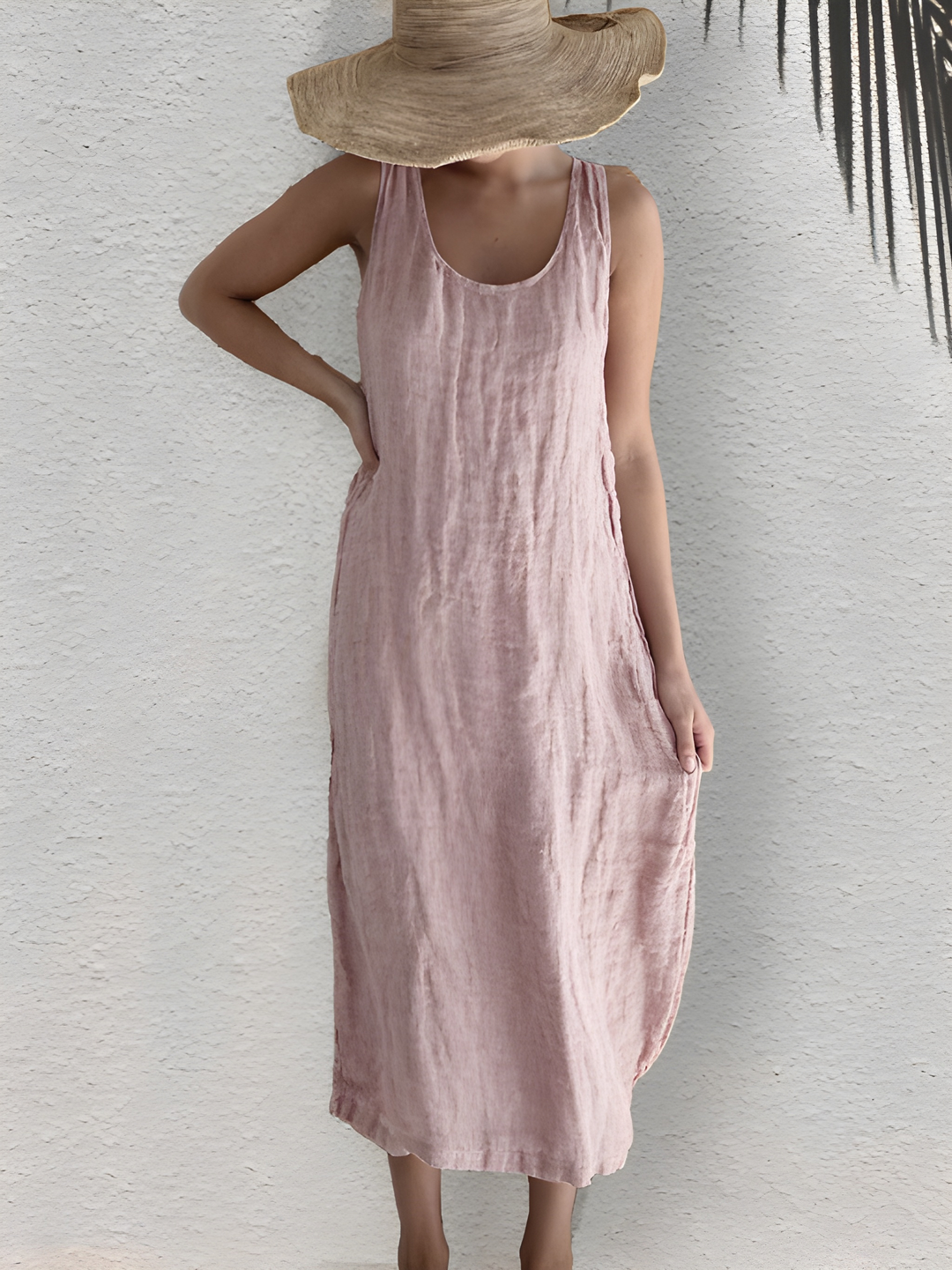 Midi Dress Women - Sleeveless Relaxed Fit with Round Neck | Summer
