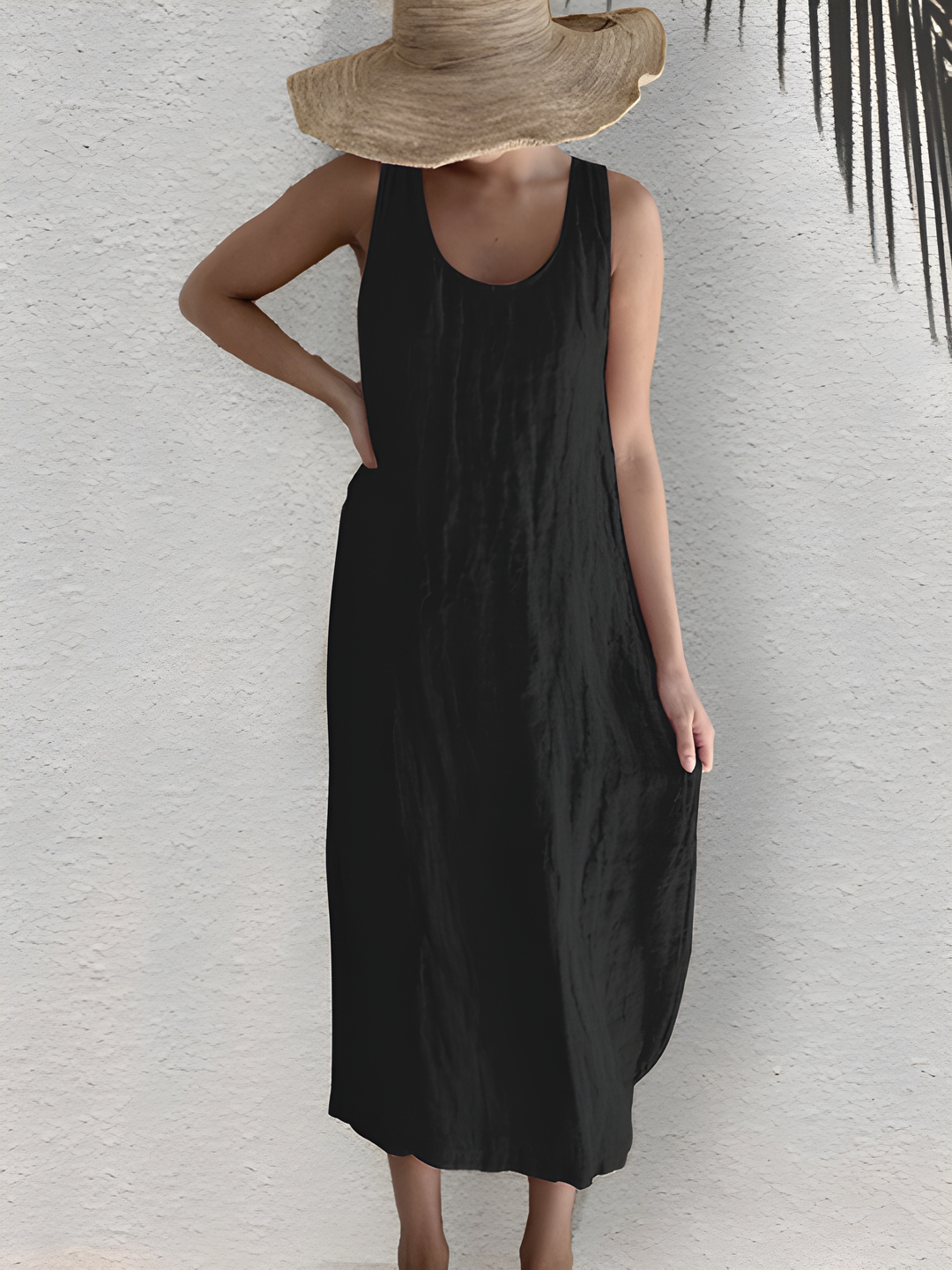 Midi Dress Women - Sleeveless Relaxed Fit with Round Neck | Summer