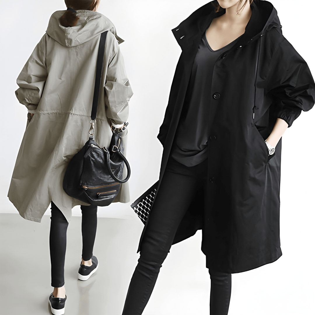 Trench Coat Women - Oversized Hooded Button Front | Casual