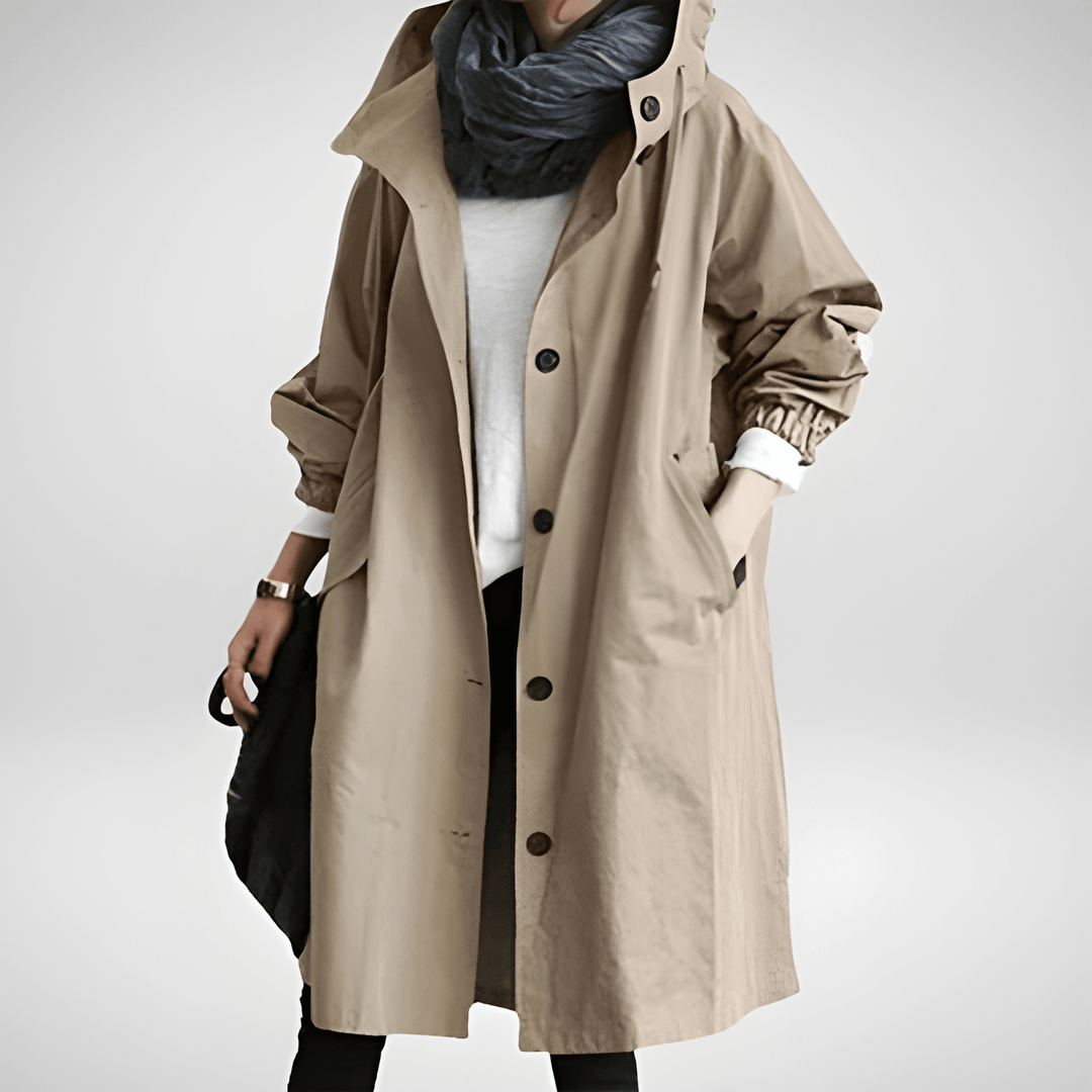Trench Coat Women - Oversized Hooded Button Front | Casual