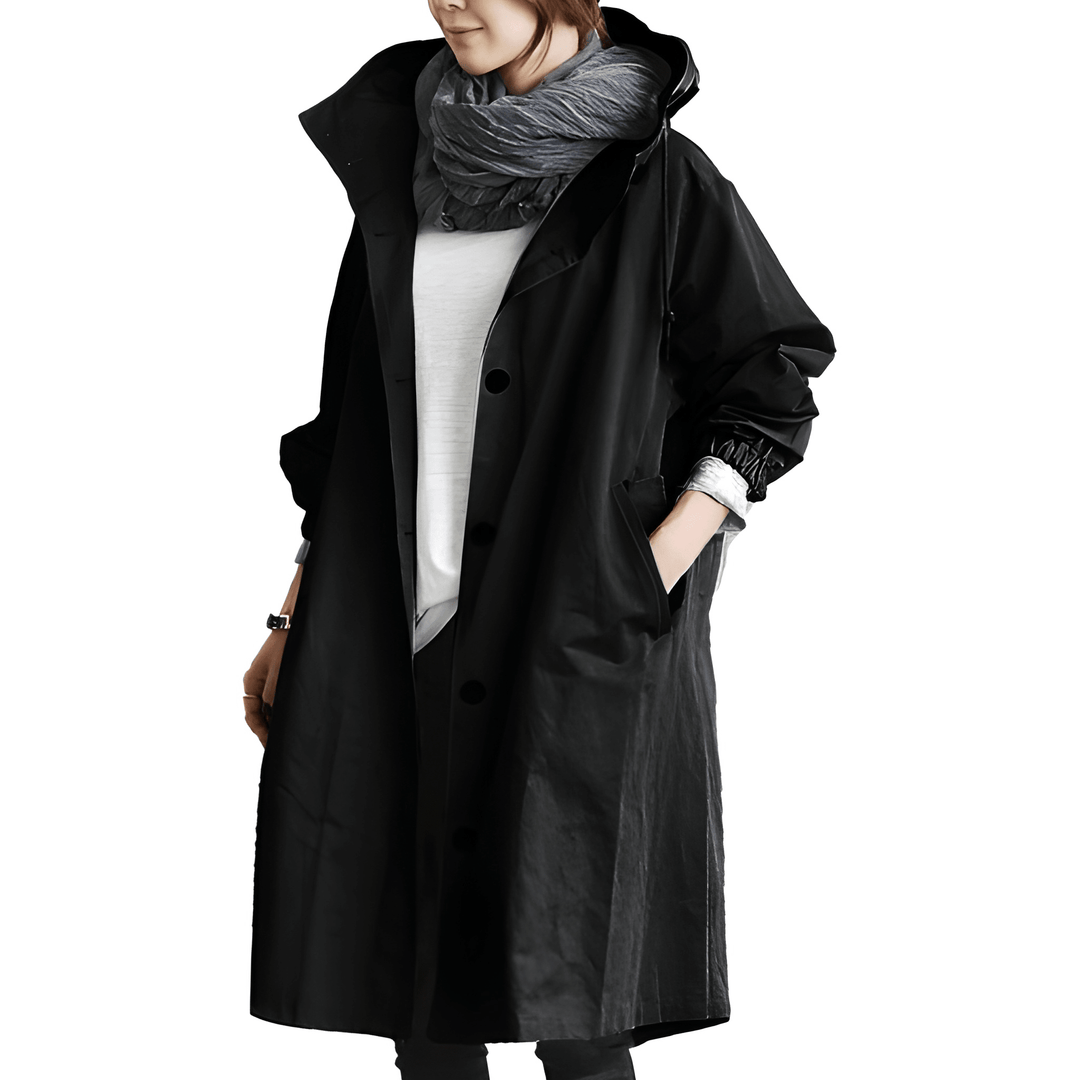 Trench Coat Women - Oversized Hooded Button Front | Casual