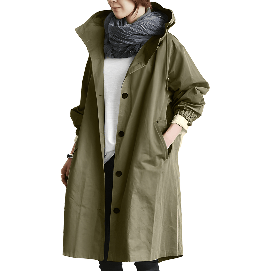 Trench Coat Women - Oversized Hooded Button Front | Casual