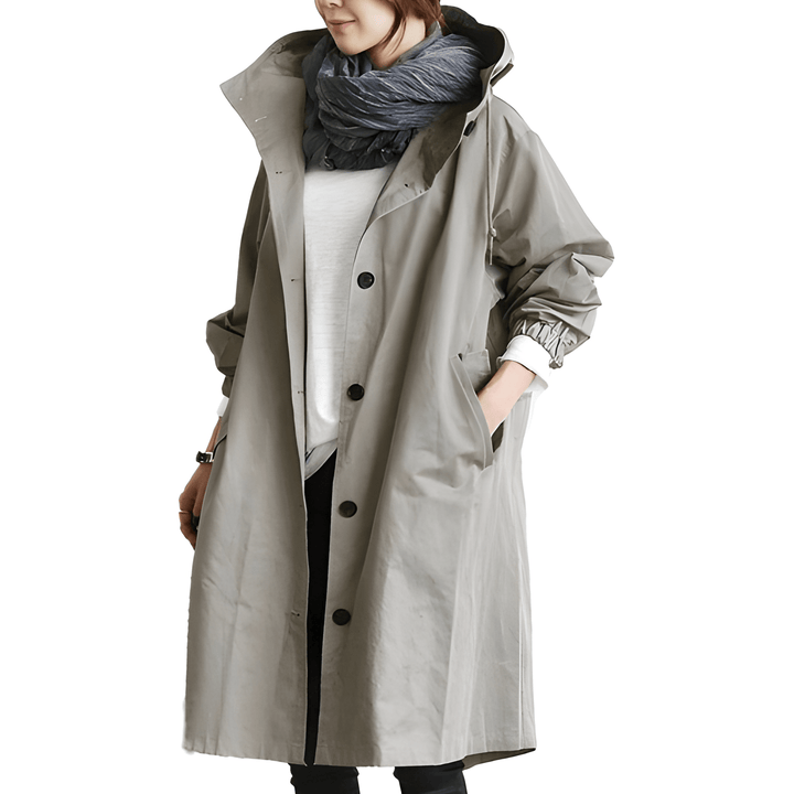 Trench Coat Women - Oversized Hooded Button Front | Casual