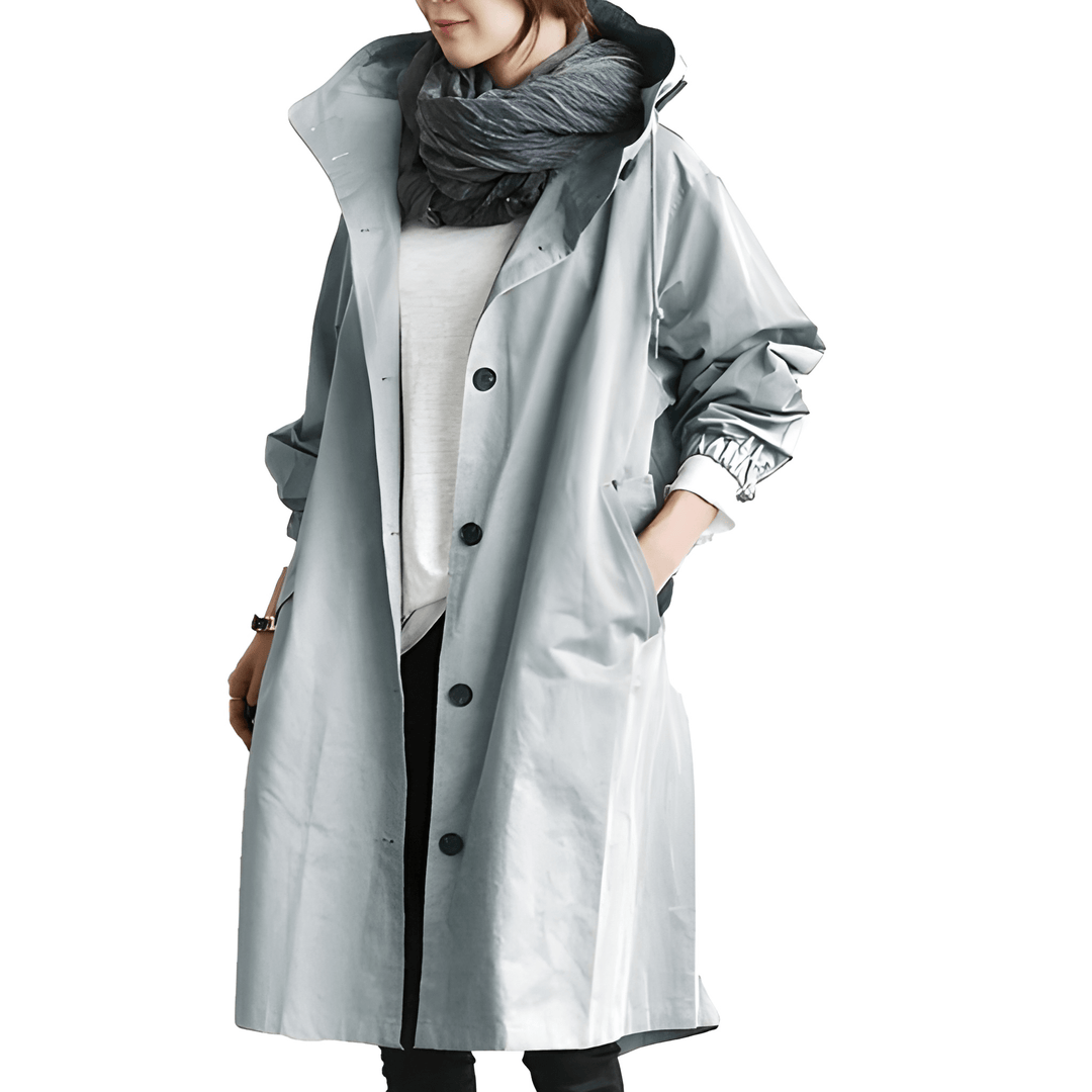 Trench Coat Women - Oversized Hooded Button Front | Casual