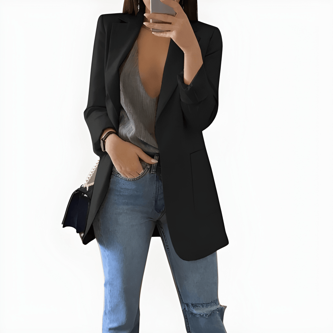 Women's Blazer - Longline Open Front Single Button | Classic