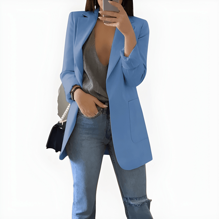 Women's Blazer - Longline Open Front Single Button | Classic
