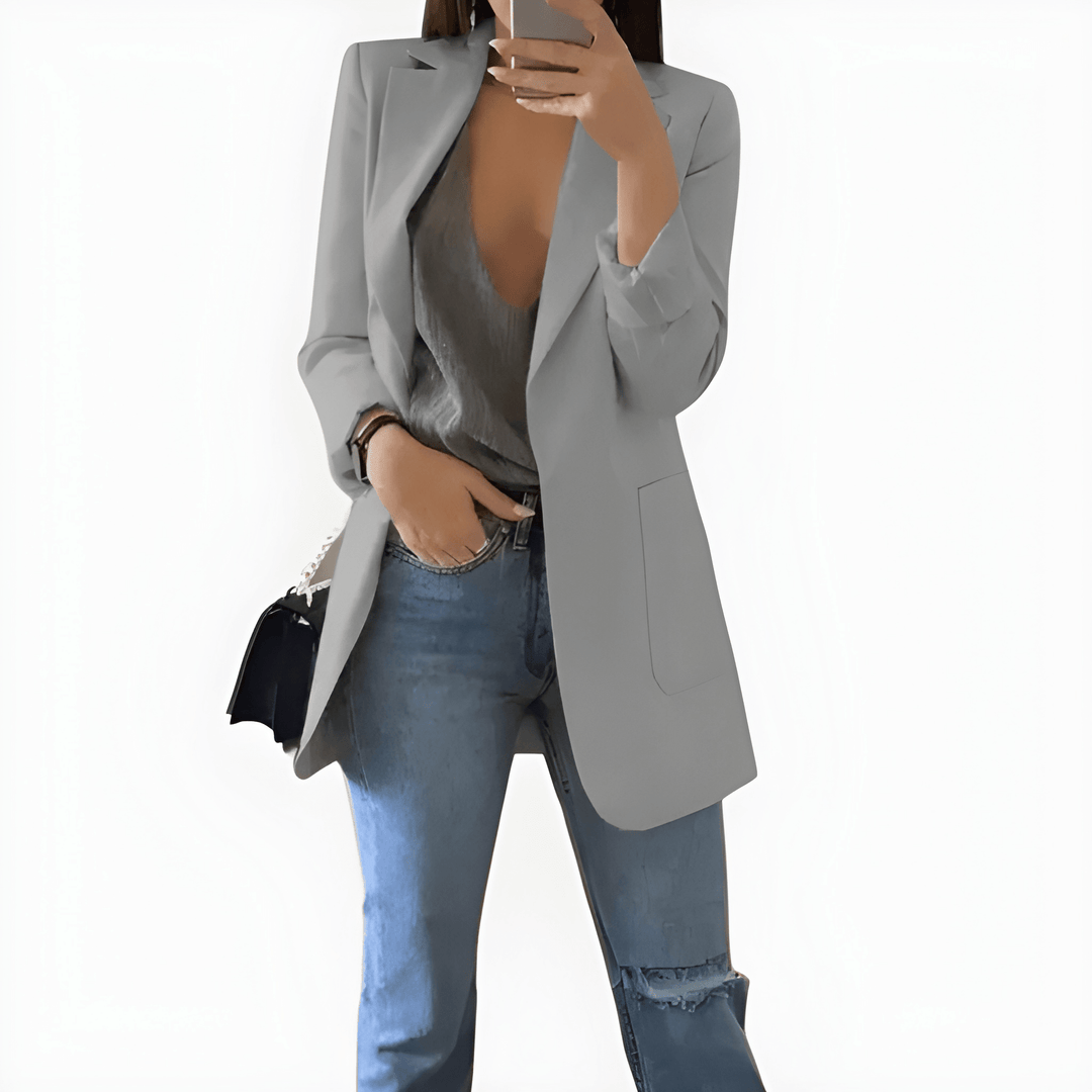 Women's Blazer - Longline Open Front Single Button | Classic