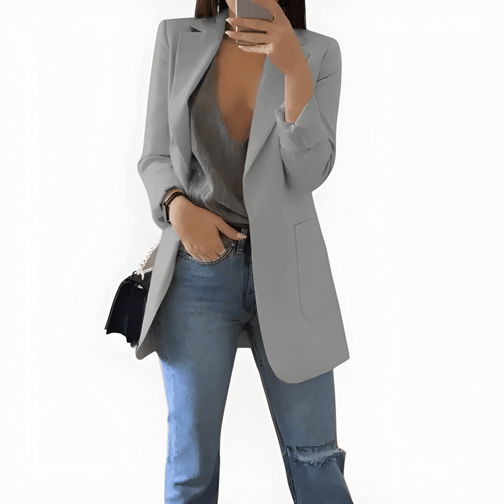 Women's Blazer - Longline Open Front Single Button | Classic