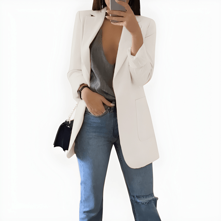 Women's Blazer - Longline Open Front Single Button | Classic