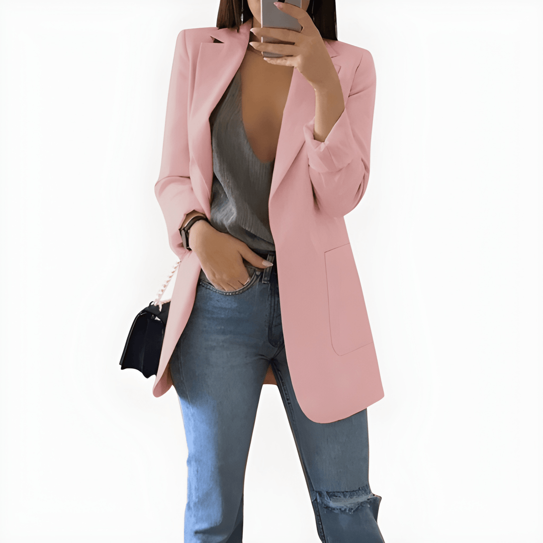 Women's Blazer - Longline Open Front Single Button | Classic