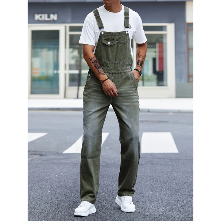 Men's Dungarees - Relaxed Fit Wide Leg with Bib Pocket | Casual