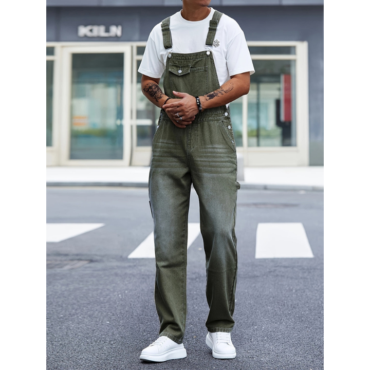 Men's Dungarees - Relaxed Fit Wide Leg with Bib Pocket | Casual