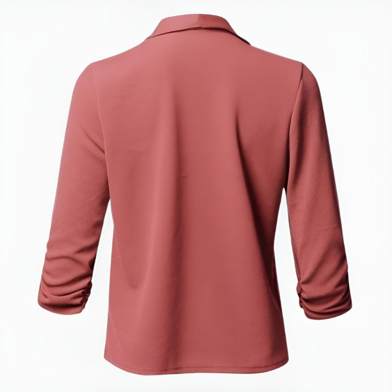 Women's Blazer - Open Front Ruched Sleeve Waterfall Lapel | Chic