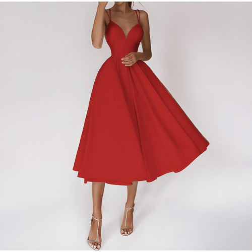 Midi Dress Women - Sweetheart Neck A-Line Strappy | Evening Gala