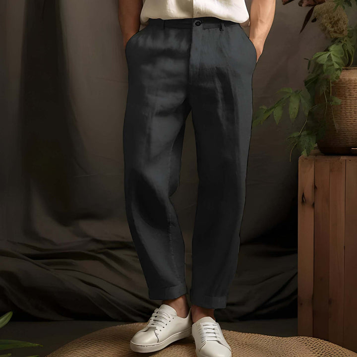 Men's Trousers - Relaxed Tapered Fit with Cuffed Hem | Summer