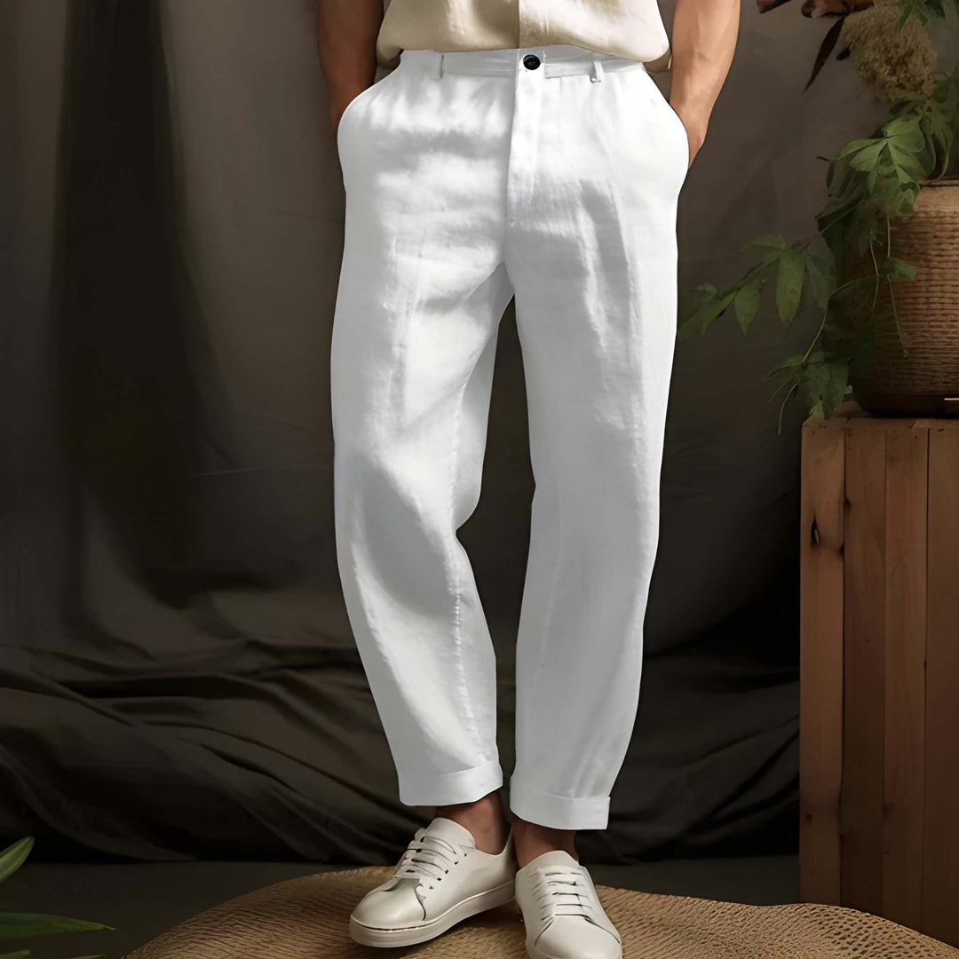 Men's Trousers - Relaxed Tapered Fit with Cuffed Hem | Summer