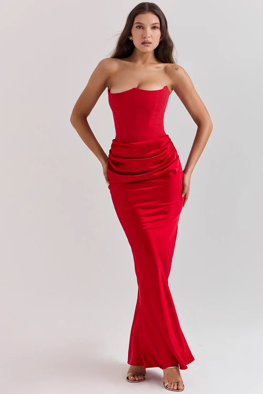 Maxi Dress Women - Strapless Corset Ruched Skirt | Elegant