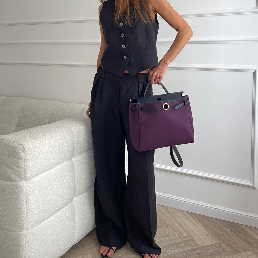 Co-ord Set Women - Button Vest and Wide Leg Trousers | Chic