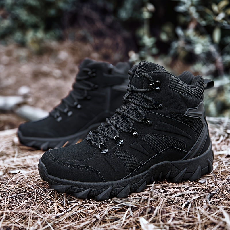 Men's Walking Boots - High Ankle Tactical with Chunky Grip Sole