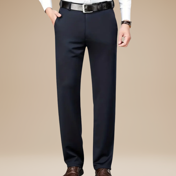 Men's Trousers - Slim Fit Flat Front with Pressed Crease | Smart