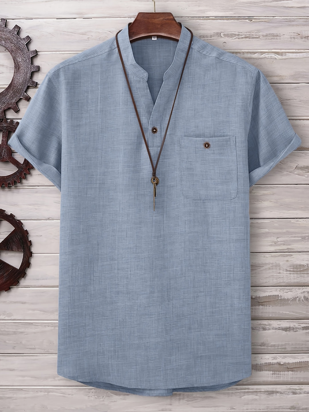 T Shirt Men - Short Sleeve with Stand Collar | Casual Relaxed Fit
