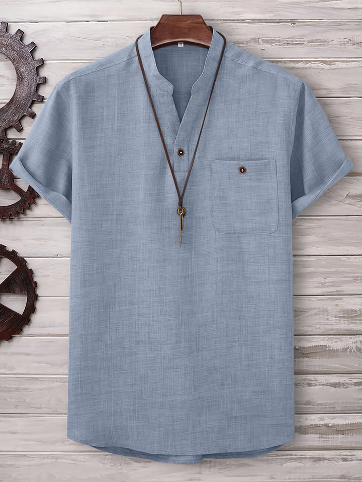 T Shirt Men - Short Sleeve with Stand Collar | Casual Relaxed Fit