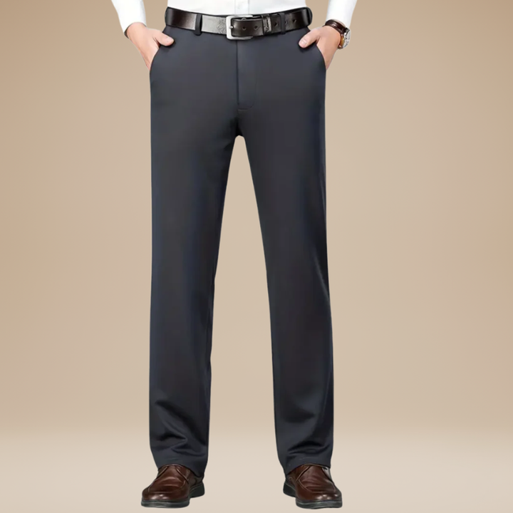 Men's Trousers - Slim Fit Flat Front with Pressed Crease | Smart