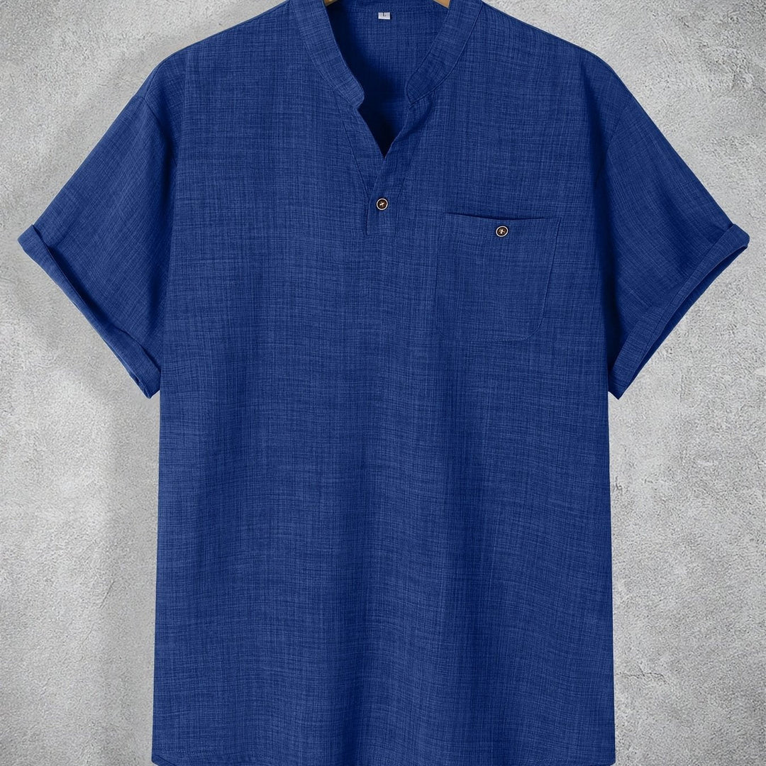 T Shirt Men - Short Sleeve with Stand Collar | Casual Relaxed Fit