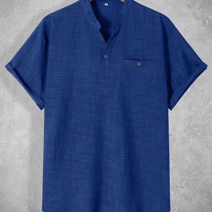 T Shirt Men - Short Sleeve with Stand Collar | Casual Relaxed Fit