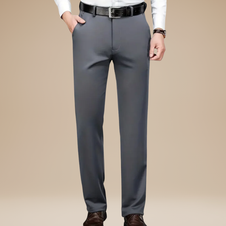 Men's Trousers - Slim Fit Flat Front with Pressed Crease | Smart