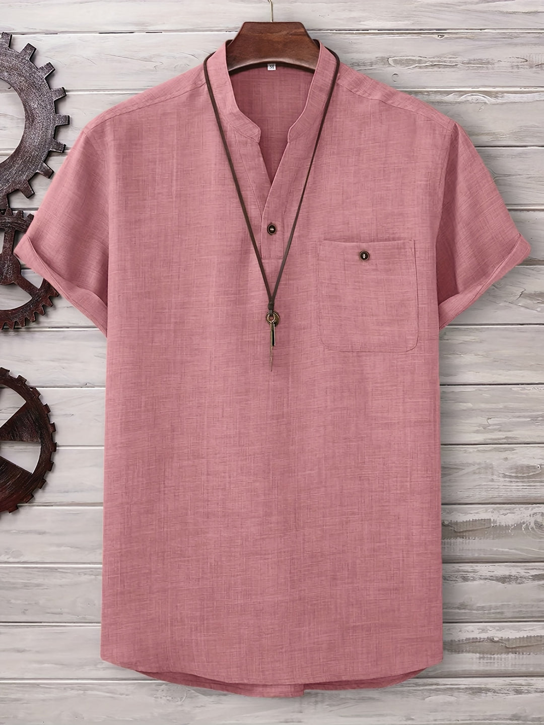 T Shirt Men - Short Sleeve with Stand Collar | Casual Relaxed Fit