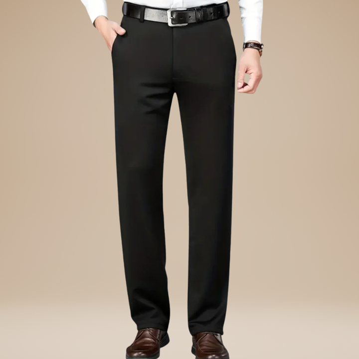 Men's Trousers - Slim Fit Flat Front with Pressed Crease | Smart