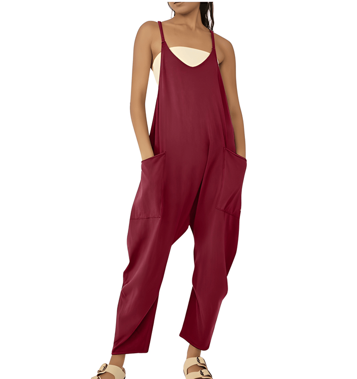 Women's Jumpsuit - Sleeveless Baggy Fit with Large Pockets | Summer