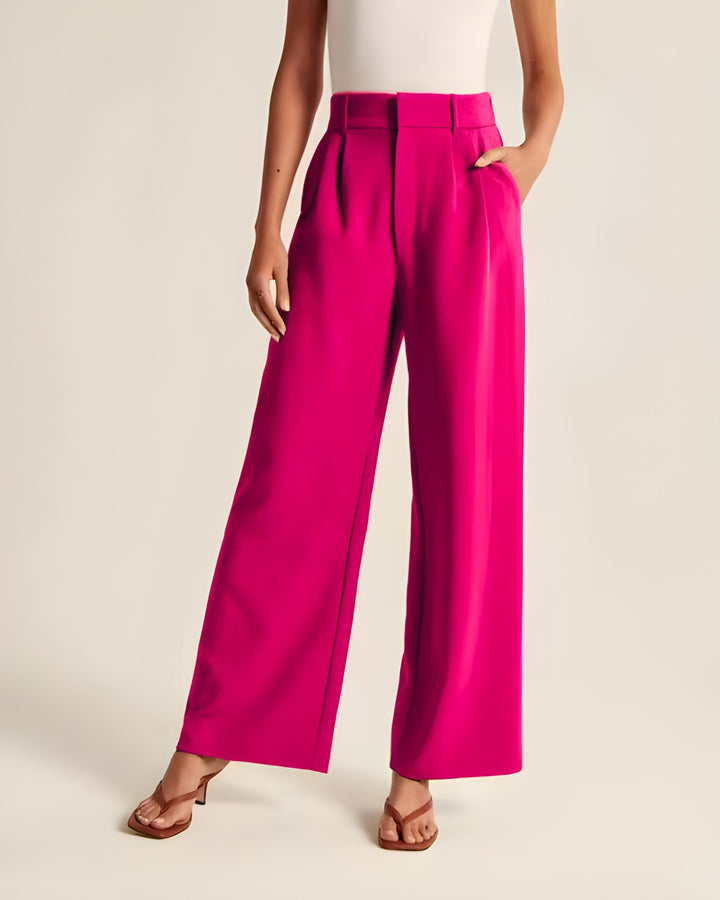 Women's Trousers - High Waist Wide Leg Tailored | Smart Casual