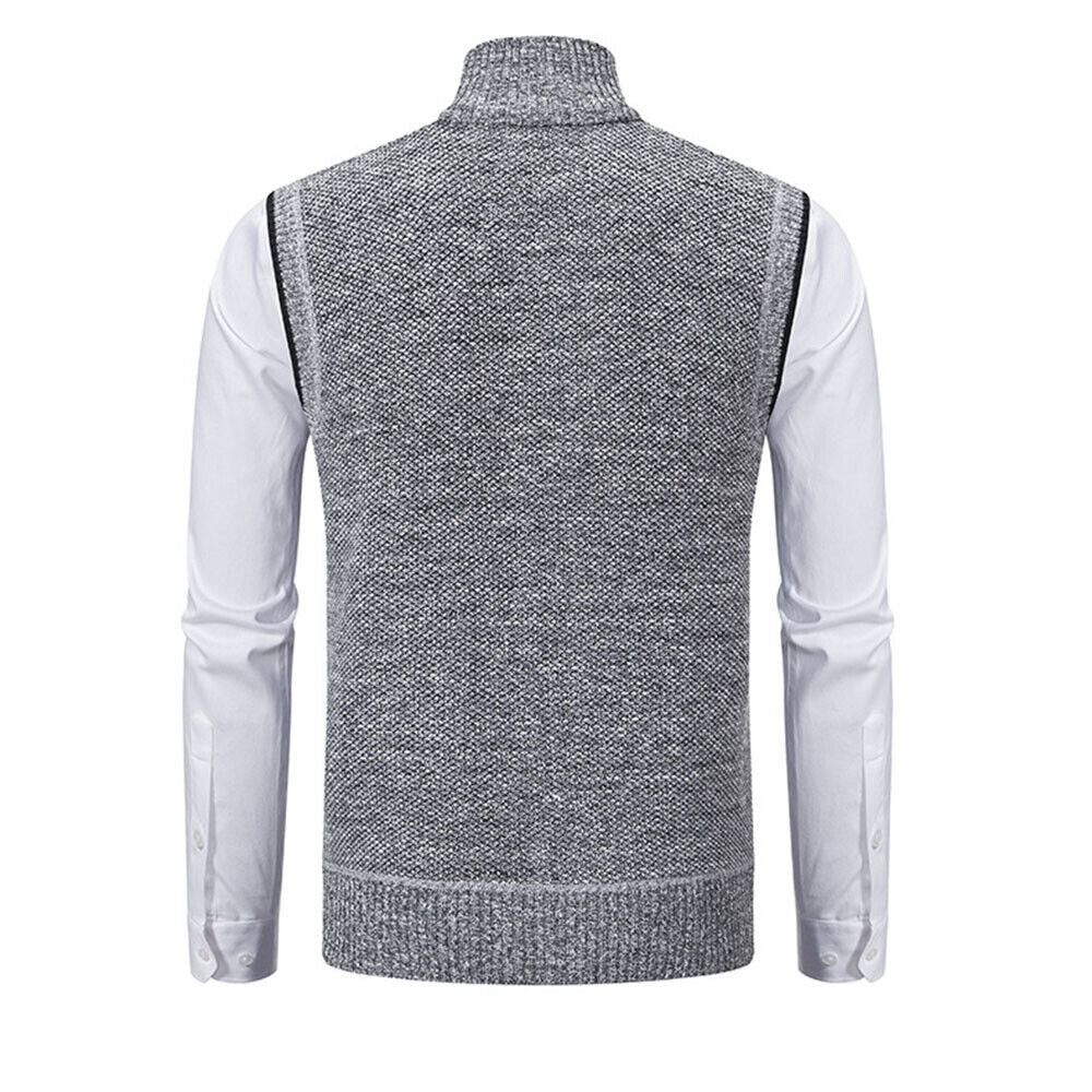 Men's Waistcoat - Full Zip Knitted Sleeveless Vest | Smart Casual