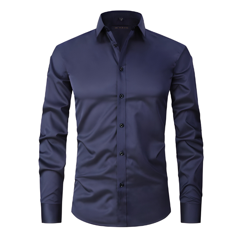 Men's Shirt - Slim Fit Long Sleeve Formal with Point Collar | Smart