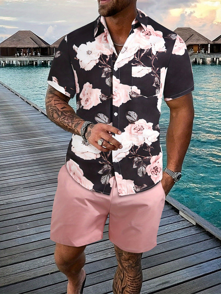 Co-ord Set Men - Floral Print Shirt with Matching Shorts | Summer