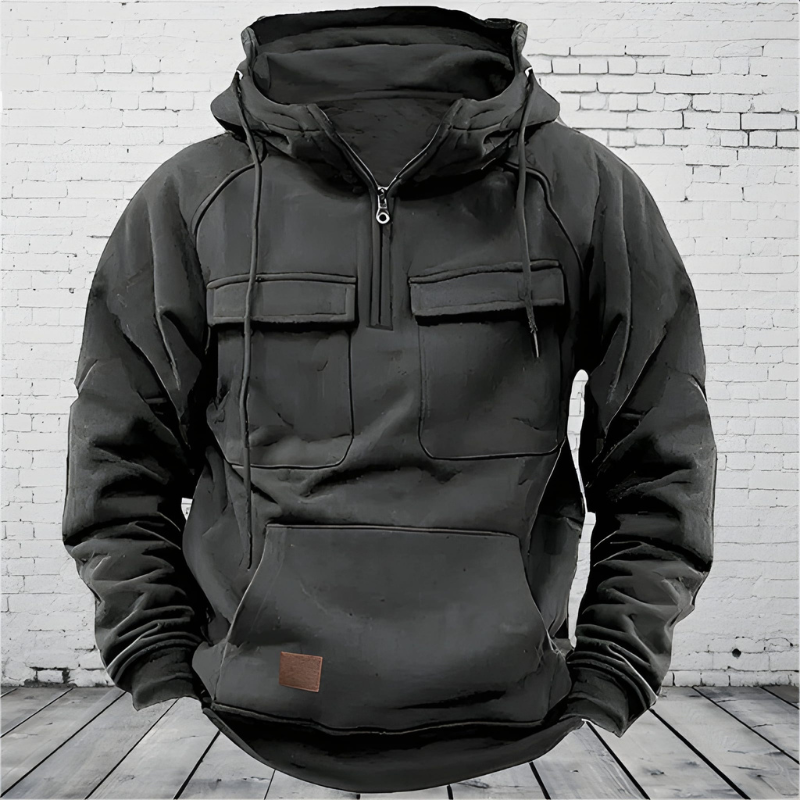Men's Hoodie - Quarter Zip Multi-Pocket Tactical | Casual