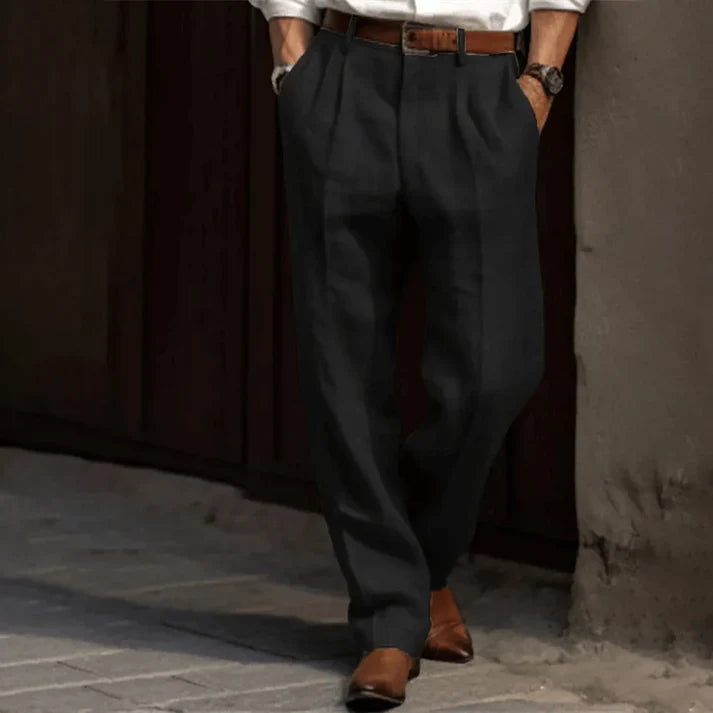 Men's Trousers - Relaxed Pleated Wide Leg Smart | Elegant Summer