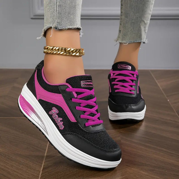 Women's Trainers - Platform Lace Up Court Style Sneaker | Casual