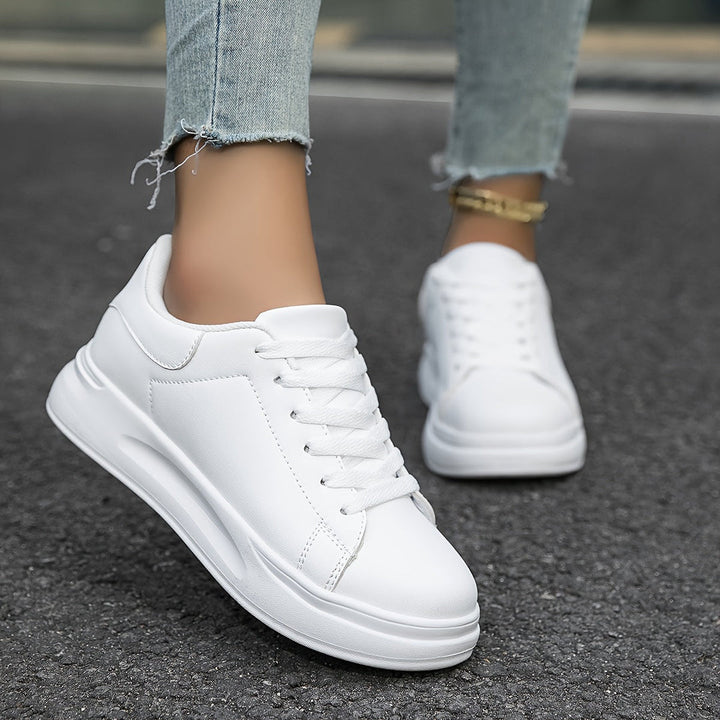 Women's Trainers - Chunky Sole Lace Up Clean Court Sneaker | Classic