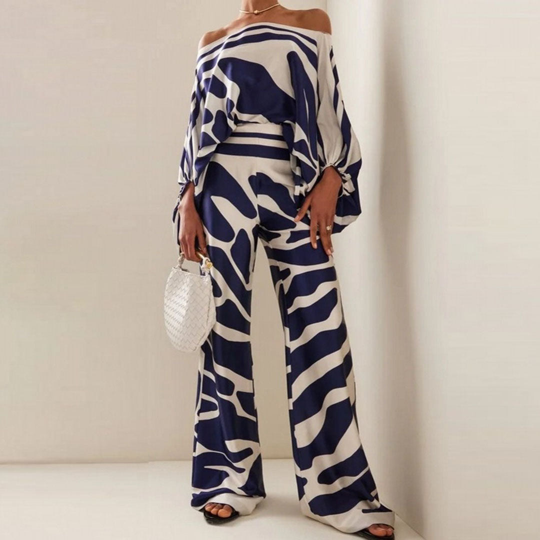Co-ord Set Women - Off Shoulder Top and Wide Leg Trousers | Boho