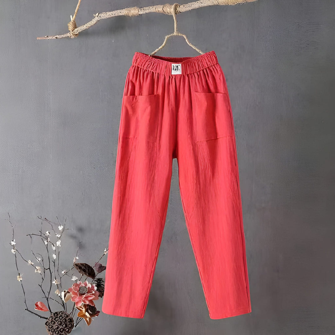 Women's Trousers - Relaxed Tapered Fit with Large Pockets | Summer
