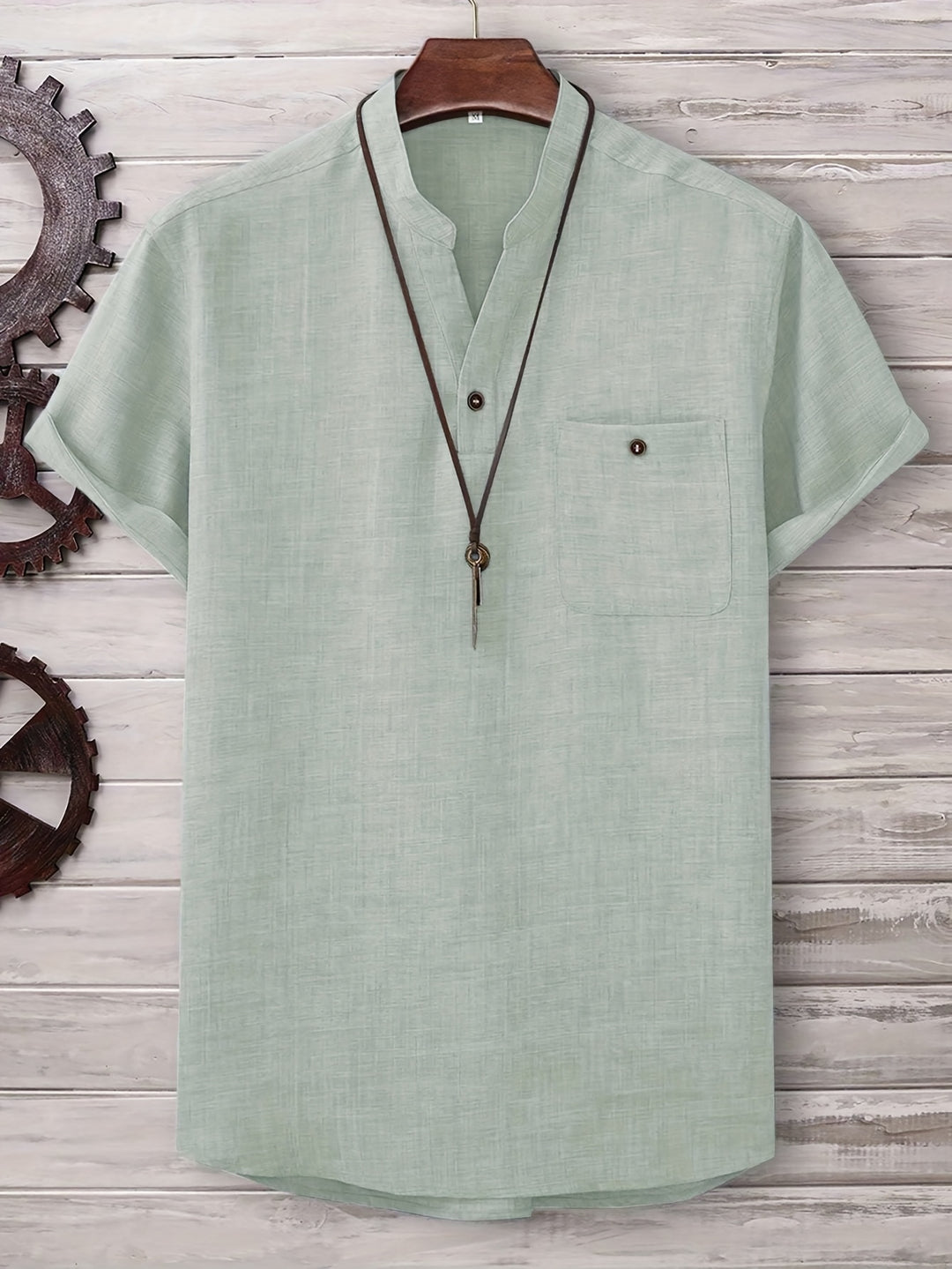 T Shirt Men - Short Sleeve with Stand Collar | Casual Relaxed Fit